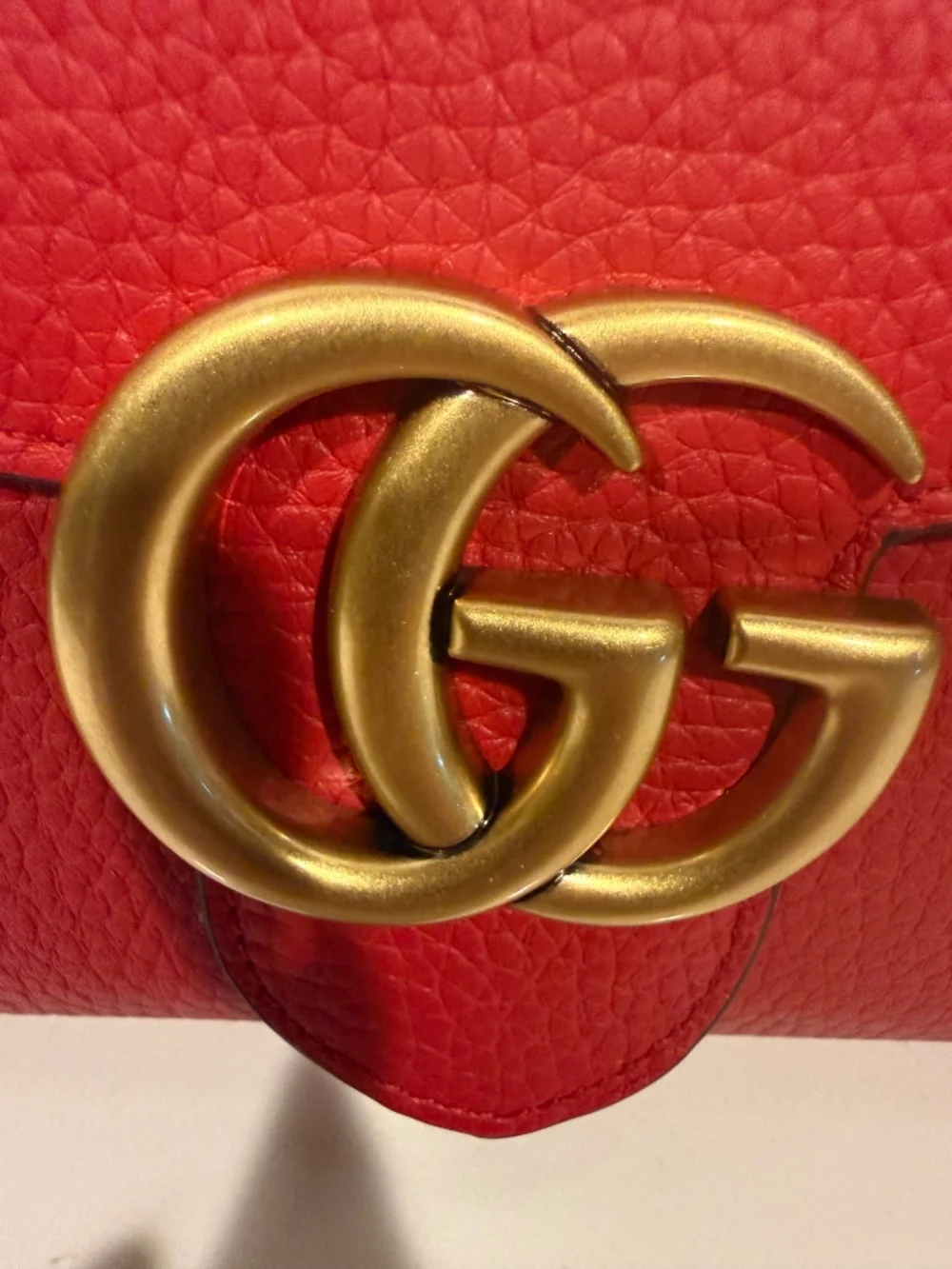 Marmont Continental Flap Wallet Red Pebbled Leather